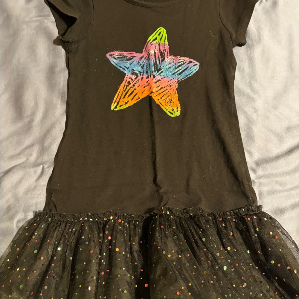 Dollie & Me Black Dress with Colorful Stars